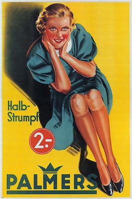 Palmers vintage ad poster Halbstrumpf Germany 1937 24X36 RARE unique style