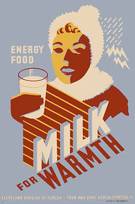 milk for warmth WPA vintage propaganda POSTER 1941 24X36 rare collectors