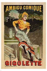 AMBIGU comique GIGOLETTE vintage ad poster A Guillaume FRANCE 1896 24X36 hot