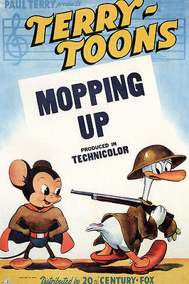 Terry-Toons Mopping up by Eddie Donnelly MOVIE POSTER 1943 cartoon 24X36 hot