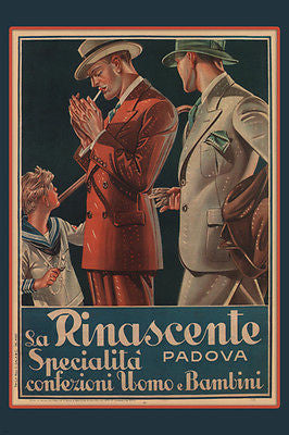 LA RINASCENTE vintage FASHION AD POSTER italy 1930 24x36  hot new COLLECTORS