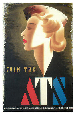 join the ATS VINTAGE WAR POSTER united kingdom 24X36 classic RECRUITMENT