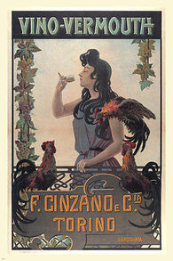 Cinzano Vino-Vermouth Vintage Ad Poster Italy 1900 NEW Rare Hot Prized