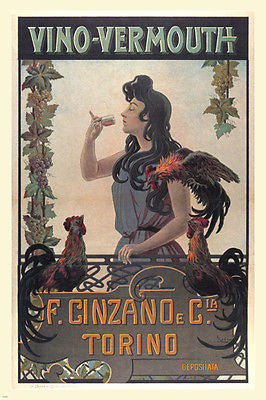 Cinzano Vino-Vermouth Vintage Ad Poster Italy 1900 NEW Rare Hot Prized