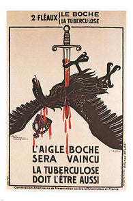 DEFEAT THE GERMANS & TUBERCULOSIS vintage war poster LOUIS CAPON 1917 24X36