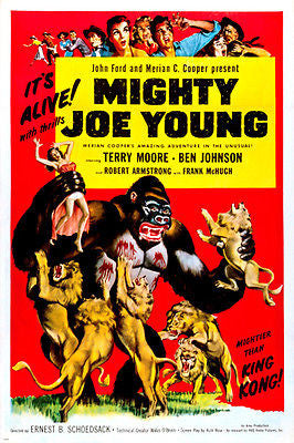 MIGHTY joe YOUNG movie POSTER ben JOHNSON gorilla ATTACK adventure 24X36