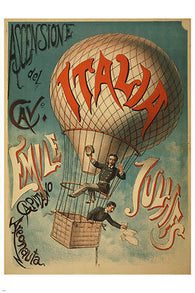 emile julhes CAPITANO AREONAUTA vintage travel poster 24X36 HOT AIR BALLOON