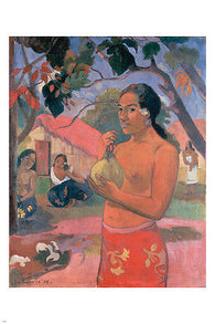 PAUL GAUGUIN fine art poster WOMAN HOLDING A FRUIT 24X36 sensual vibrant