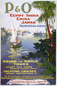 P & O ROUND THE WORLD TOURS YACHTING poster egypt japan india china 24X36