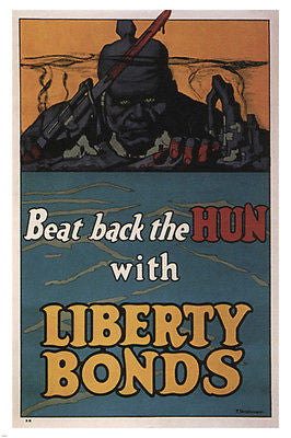BEAT BACK the HUN with LIBERTY BONDS vintage poster F strothmann USA 24X36