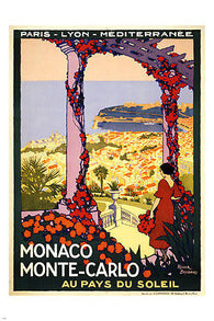 vintage monaco monte carlo TRAVEL POSTER 24X36 COLORFUL ROMANTIC collectors