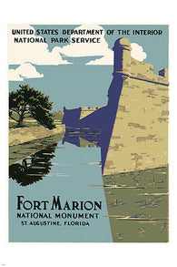FORT MARION FLORIDA Vintage Travel Poster 24X36 NATIONAL MONUMENT COLLECTORS