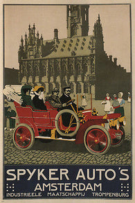 SPYKER AUTO'S vintage ad poster JAN ROTGANS netherlands 1910 24X36 PRIZED