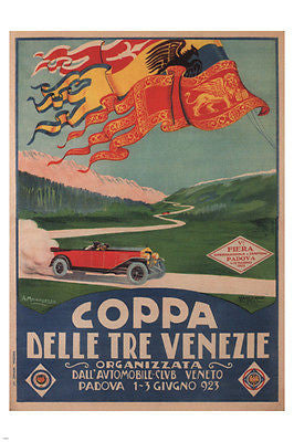 Coppa delle Tre Venezie Poster Antonio Menegazzo Italy 1923 Auto Club 24X36