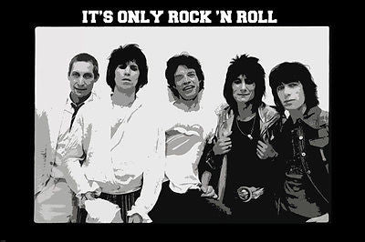 ROLLING STONES IT'S ONLY ROCK AND ROLL POSTER b/w entire band music 24X36