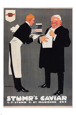 Stuhr's Caviar VINTAGE AD POSTER Ludwig Hohlwein Germany 1909 24X36 Rare