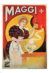 MAGGI vintage poster COOKING sauce lady in apron & bonnet 24X36 OLD school