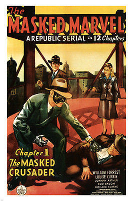The Masked Marvel MOVIE POSTER a republic serial 1943  24X36 new vintage