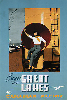 CRUISE THE GREAT LAKES Vintage Travel Poster Canadian Pacific 1947 24X36 NEW