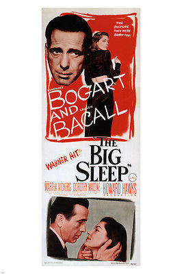 1946 BOGART & BACALL in the big sleep MOVIE POSTER film noir CRIMINAL 24x36
