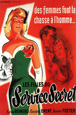FBI GIRL french film noir MOVIE POSTER cesar ROMERO audrey TOTTER 24X36