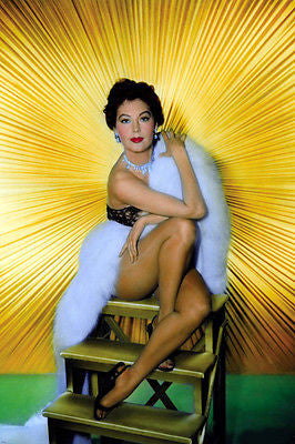 AVA GARDNER 23 PUBLICITY STILL POSTER with luxurious fur leggy hot 24X36