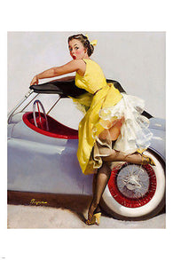 vintage 1955 CONVERTIBLE & PIN-UP GIRL poster 24X36 SEXY hot  legs LINGERIE