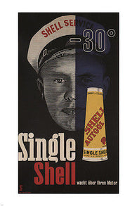 single shell oil VINTAGE AD POSTER helmuth kurtz switzerland 1932 24X36 HOT
