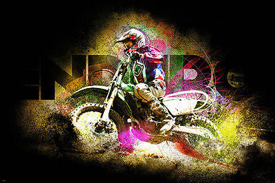 ENDURO MOTORCYCLE RACING poster colorful sporty IN MOTION bright new 24x36