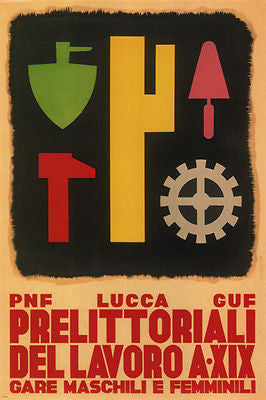 Prelittoriali Del Lavoro VINTAGE AD POSTER F. Chelini Italy 24X36 Prized NEW