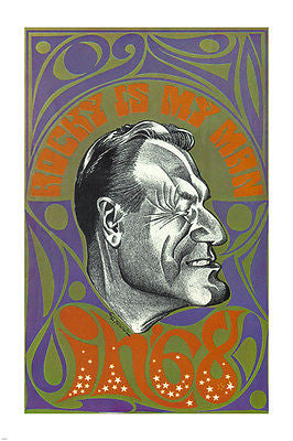 1968 rocky psychedelic VINTAGE POLITICAL POSTER United States 1968 24X36