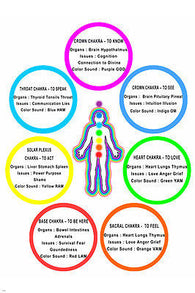 CHAKRA chart poster COLORS MEANINGS BODY PARTS 24X36 bright TOP quality