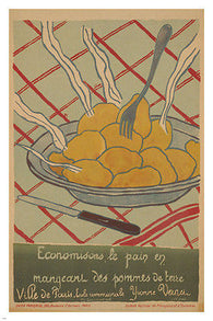 SAVE BREAD eat potatoes FRENCH propaganda poster 1916 PRIZED colorful 24X36