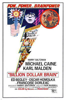 MICHAEL CAINE KARL MALDEN Billion Dollar Brain Movie Poster 24X36 POWER GAMES