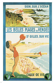 vendee france VINTAGE TRAVEL POSTER 24X36 beaches ocean GREAT FOR HOME DECOR