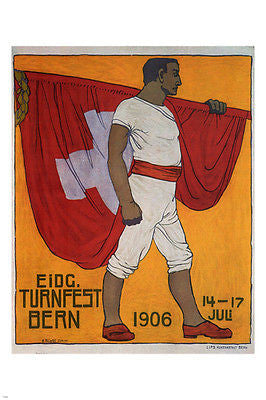 Nat'l Gymnastic Festival VINTAGE POSTER E Stiefel 1906 SWITZERLAND 24X36