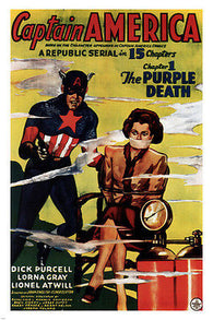 captain america cartoon MOVIE POSTER CLIFTON & ENGLISH & GRAY rare 1944 24X36