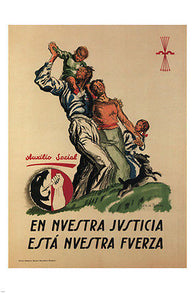 IN OUR JUSTICE IS OUR STRENGTH vintage POSTER s tejada spain 1939 24X36 GEM