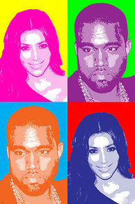 K. WEST singer & K. KARDASHIAN celebrity multiple image POP ART POSTER 24X36
