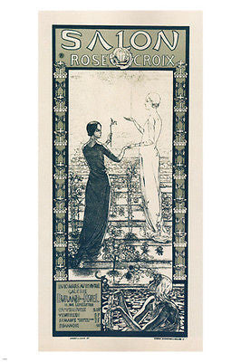 EXHIBITION - ROSE + CROSS SOCIETY poster carlos schware FRANCE 1892 24X36