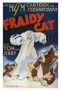 barbera and hanna's FRAIDY CAT tom & jerry MOVIE poster FUN-LOVING 1942 24x36