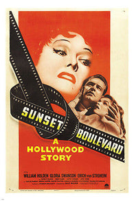 SUNSET BLVD Vintage Movie Poster WILLIAM HOLDEN Gloria Swanson 24X36 DRAMA