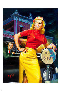 smoking blonde HOT PIN-UP GIRL ART PAINTING poster 24X36 SEXY flirty BUSTY