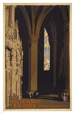 religious books BUILD CHARACTER by ADOLPH TREIDLER classic ad poster 24X36