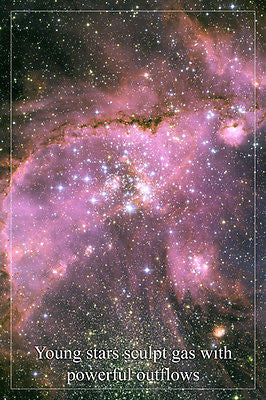 POWERFUL GAS OUTFLOW Hubble space telescope image POSTER 24X36 YOUNG STARS