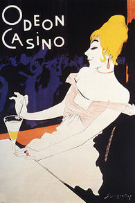 RETRO ODEON CASINO FRENCH POSTER lady stirring drink sexy 24X36
