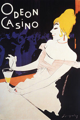 RETRO ODEON CASINO FRENCH POSTER lady stirring drink sexy 24X36