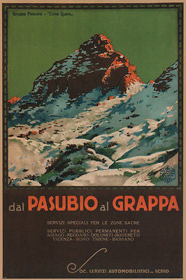 DAL PASUBIO vintage Travel poster AL GRAPPA italy 24X36 top quality very rare