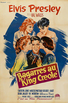 KING CREOLE movie poster KISSING COLORFUL GIRLS collectible cool 24x36