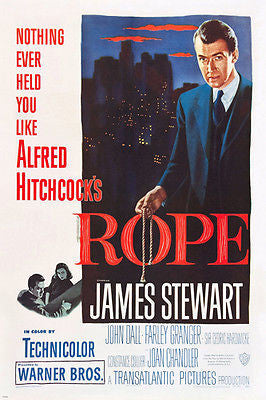 HITCHCOCK'S rope MOVIE poster JAMES stewart MURDER suspense THRILLS 24X36